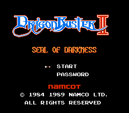 Dragon Buster II - Seal of Darkness Title Screen